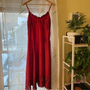 Free People | Silky Red Floral Dress